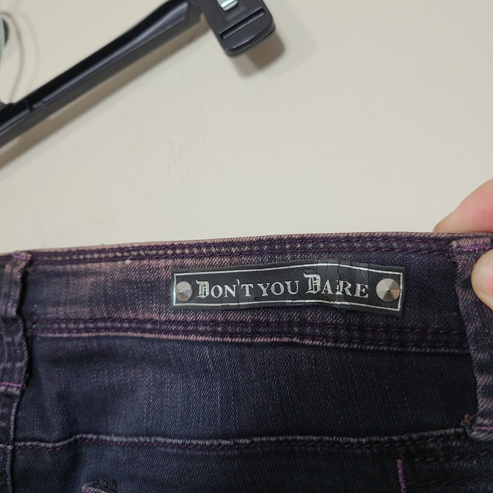 Y2K Embellished Pocket Jeans Dark Wash Faded‎ Purple Skinny 30 NWT - Picture 10 of 13